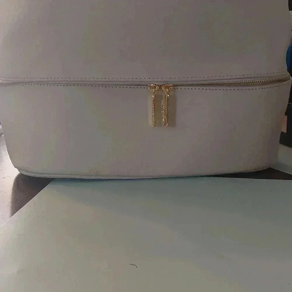 NWOT JOY MANGANO Double Decker Leather Tan Tote Purse with matching Wristlet - Picture 6 of 11